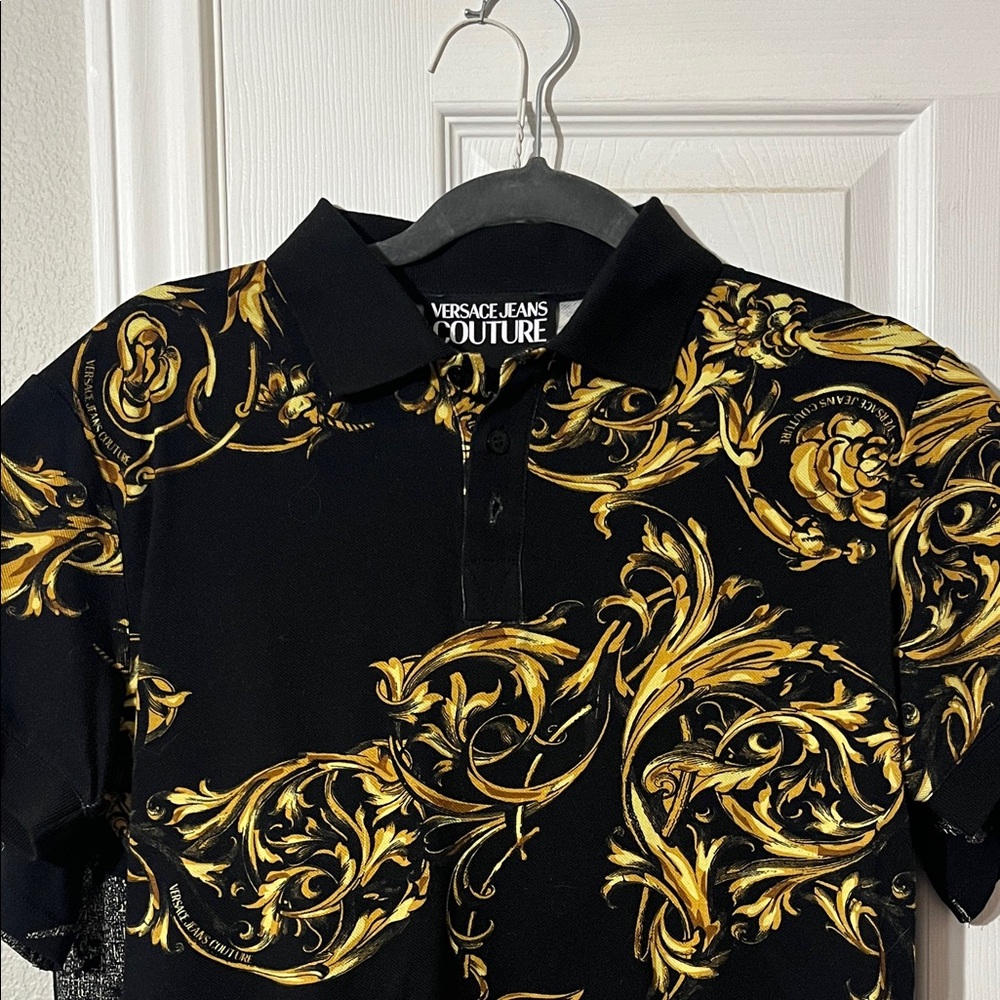 Versace Jeans Collection Black and Gold Polo Shirt
